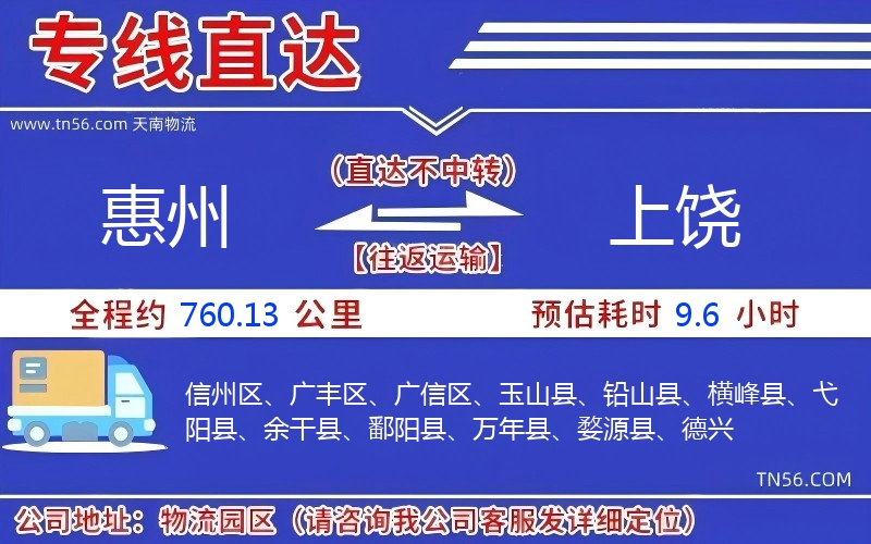 惠州到上饒物流公司 惠州到上饒物流公司