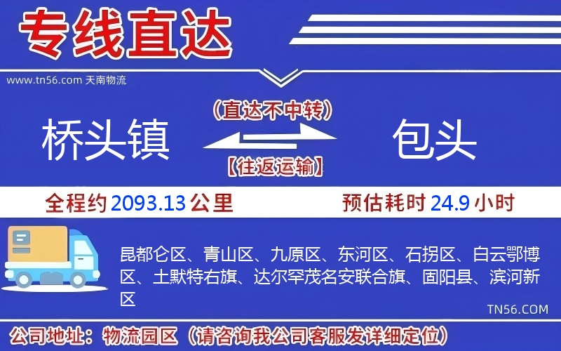 橋頭鎮到包頭物流公司