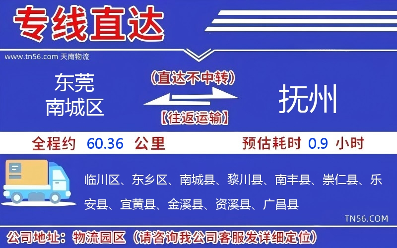 東莞南城區到撫州物流公司